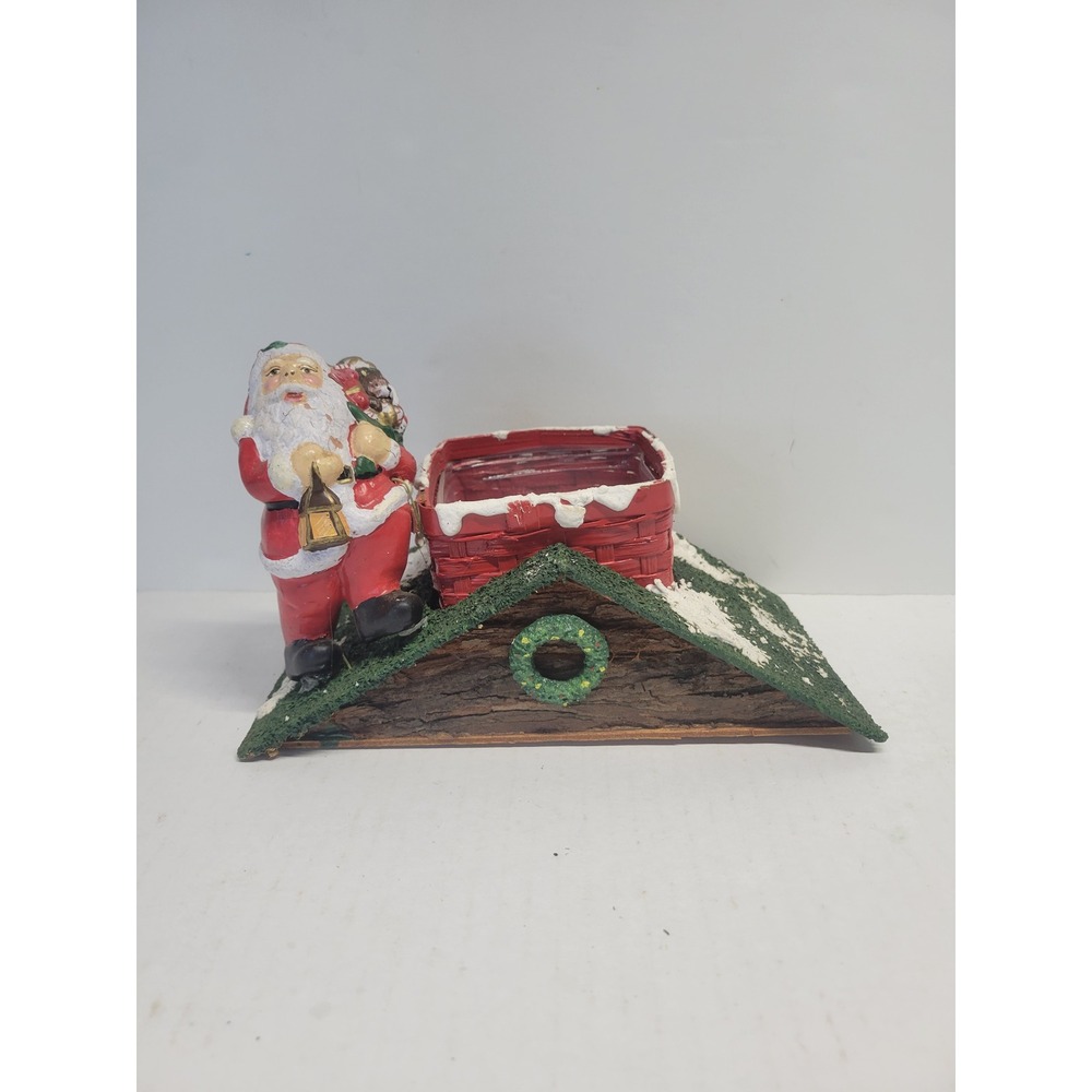 Vtg Santa Claus Chimney Planter Christmas Roof Figurine old stock new‎